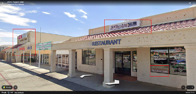 google earth image of pizza shop